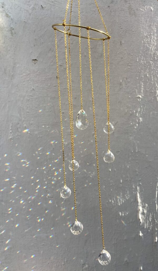 Golden Cascade Crystal Suncatcher
