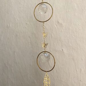 Golden Butterfly Crystal Suncatcher – Light Catching Window Hanging