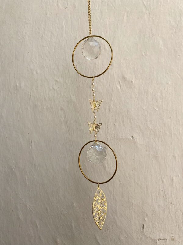 Golden Butterfly Crystal Suncatcher – Light Catching Window Hanging
