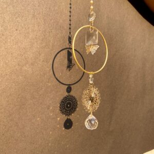 Butterfly Bloom Crystal Suncatcher – Golden Light Catcher for Window or Garden
