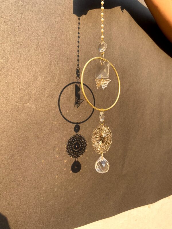 Butterfly Bloom Crystal Suncatcher – Golden Light Catcher for Window or Garden