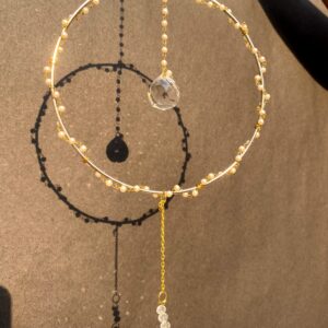 Golden Pearl Hoop Crystal Suncatcher