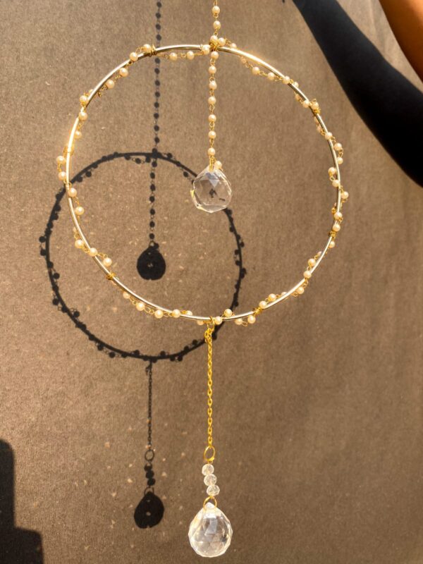 Golden Pearl Hoop Crystal Suncatcher