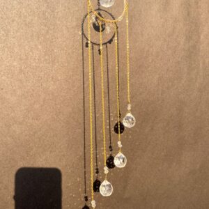 Crystal Suncatcher with Gold Chains – Handmade Window Hanging Rainbow Maker for Home, Garden, or Car Decor
