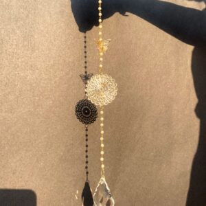 Butterfly Mandala Crystal Suncatcher – Boho Hanging Ornament for Window, Balcony, or Car Decor