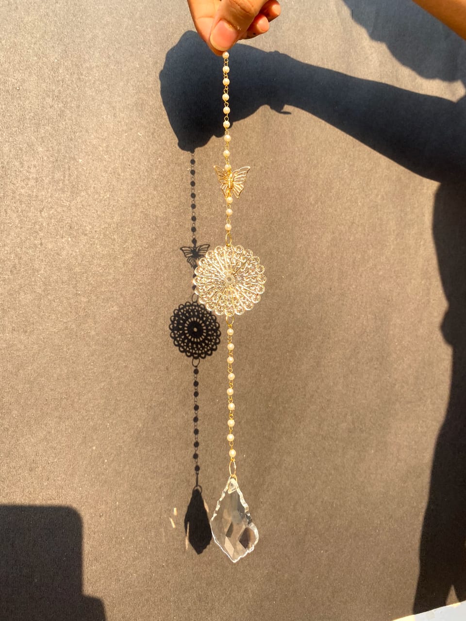 Butterfly Mandala Crystal Suncatcher – Boho Hanging Ornament for Window, Balcony, or Car Decor