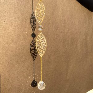 Gold Leaf Crystal Suncatcher – Hanging Sunlight Catcher for Windows, Garden, Car, or Home Décor